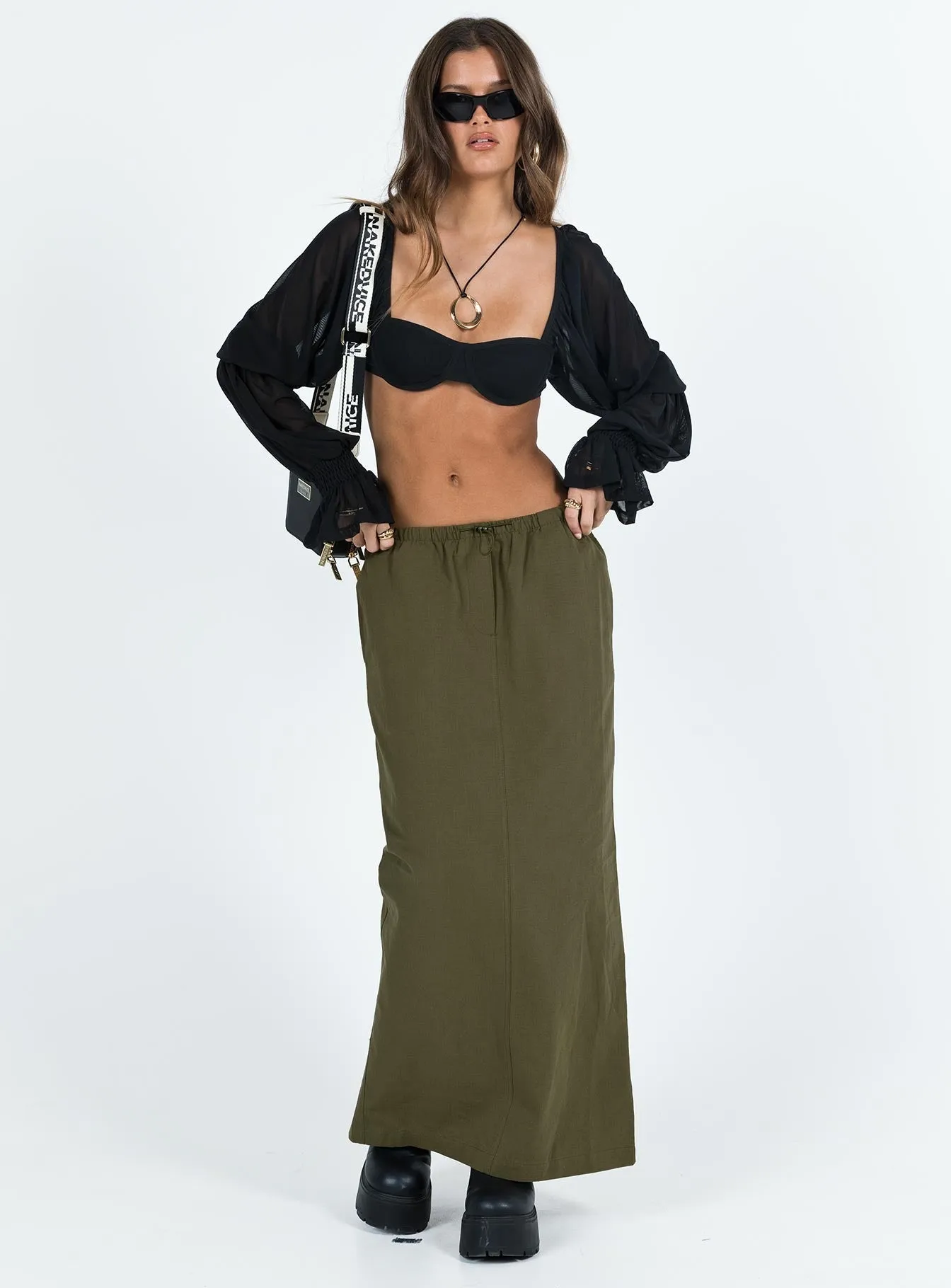 Geneve Maxi Skirt Olive Green