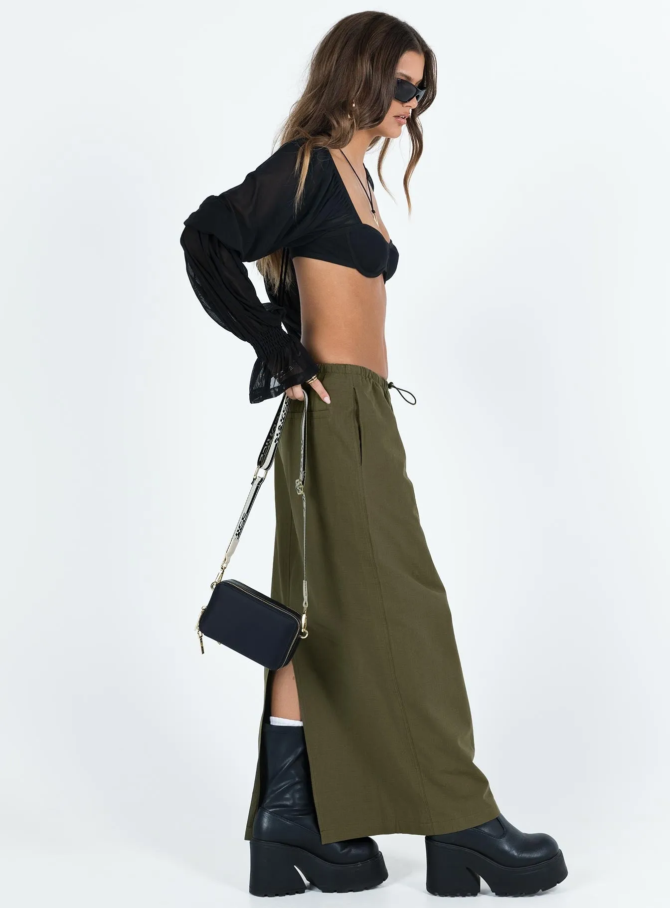 Geneve Maxi Skirt Olive Green