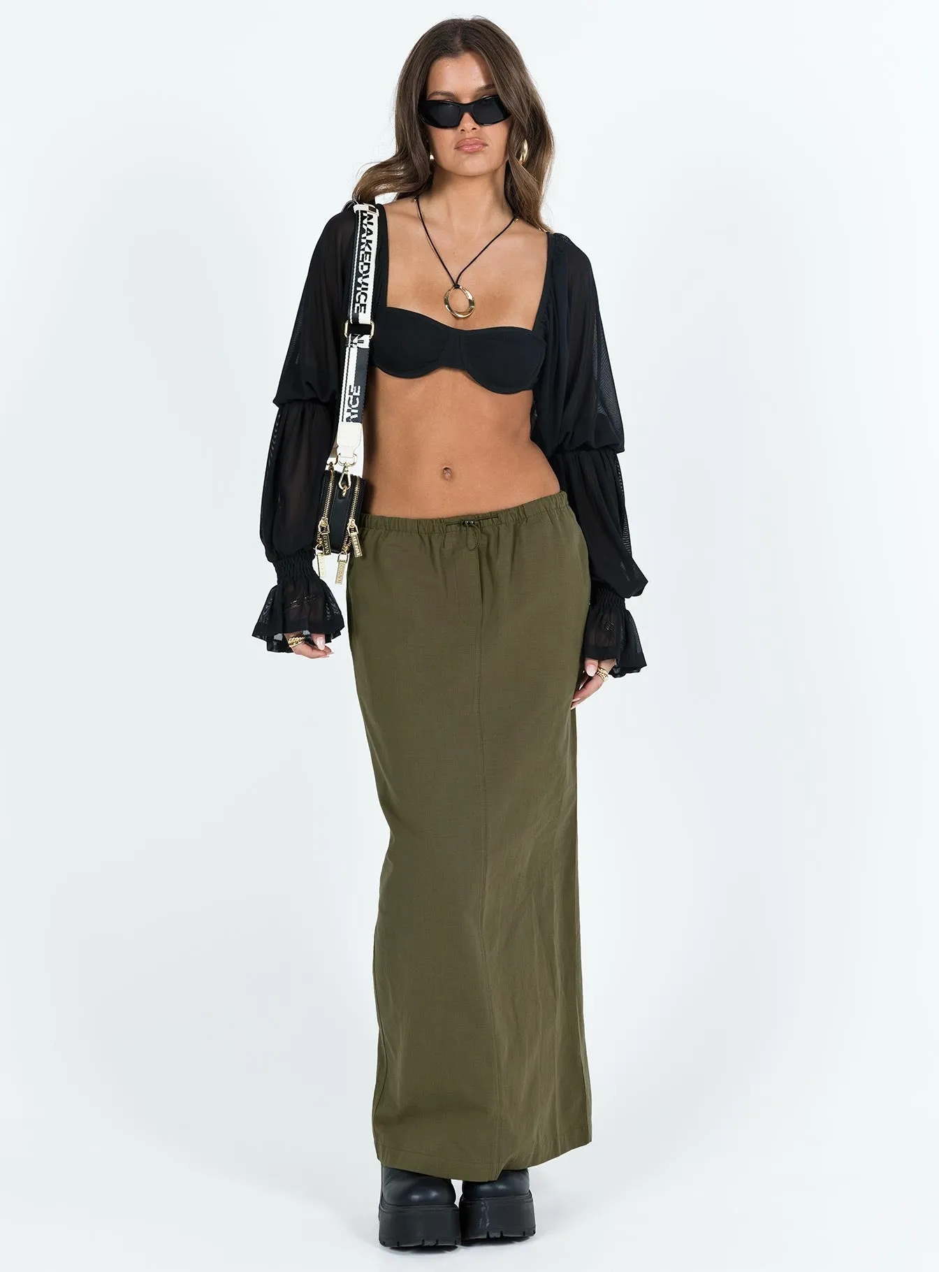 Geneve Maxi Skirt Olive Green