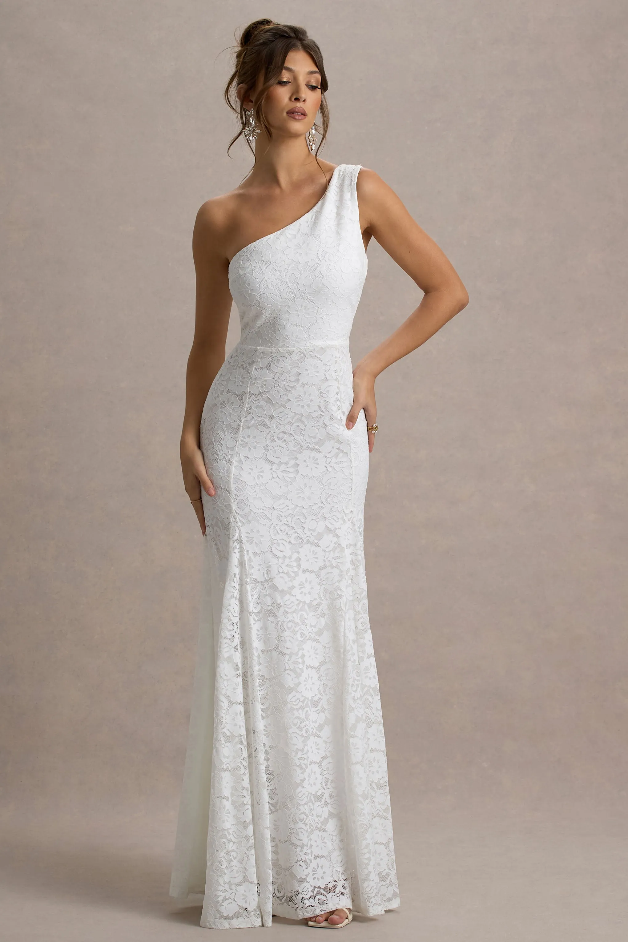 Gigou | White Lace Asymmetric Maxi Dress