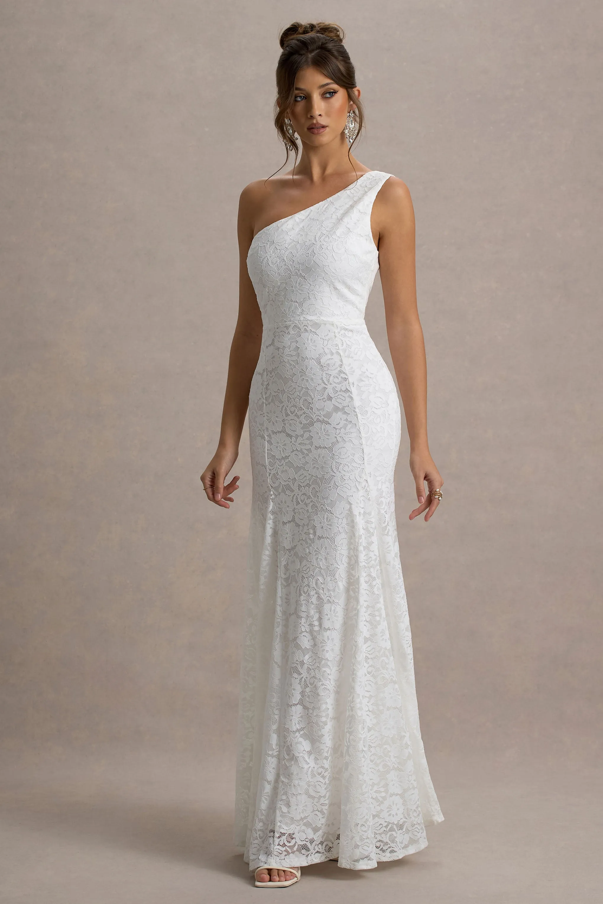 Gigou | White Lace Asymmetric Maxi Dress