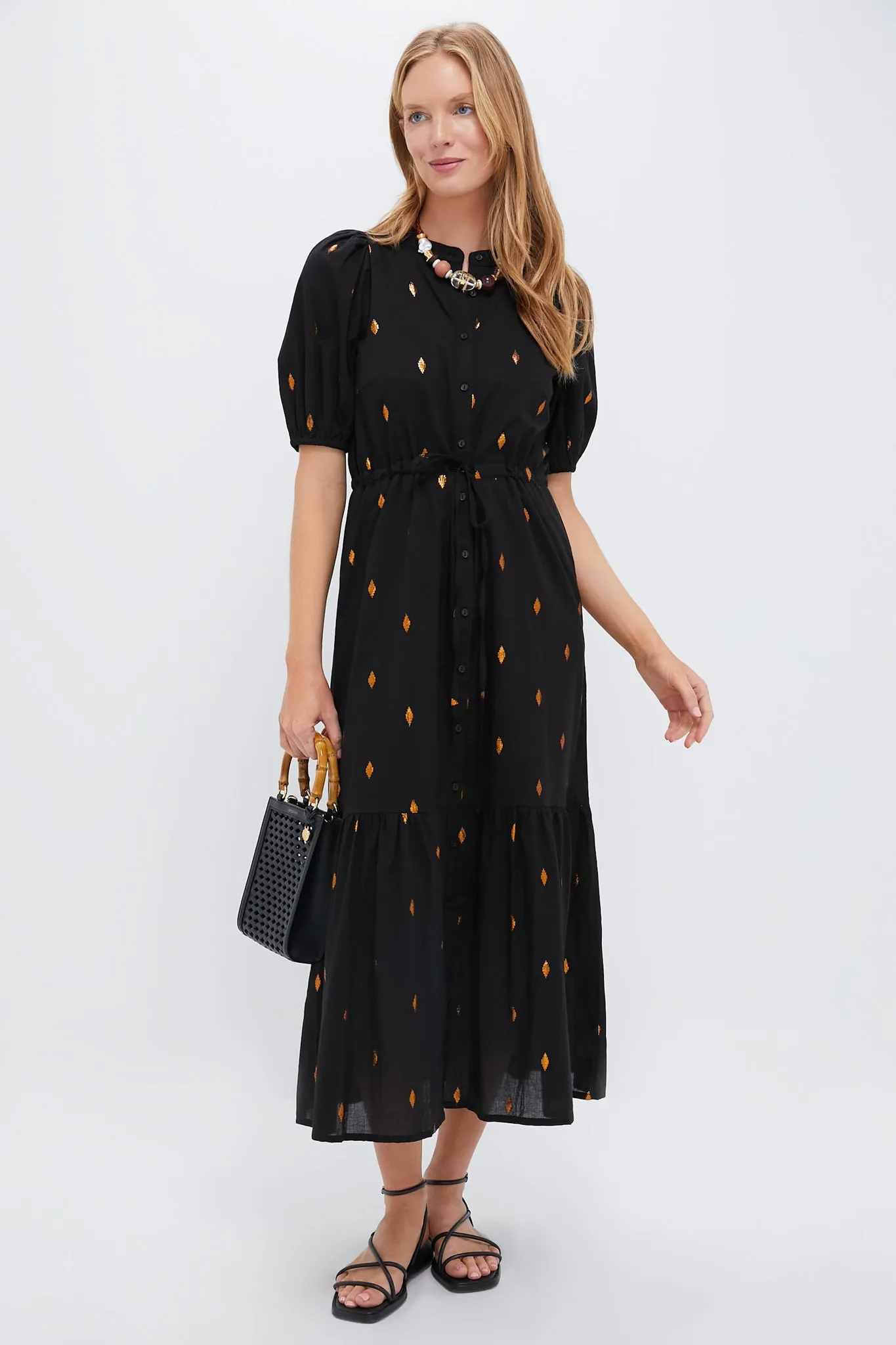 Gold Leaf Lurex Black Lucy Dress