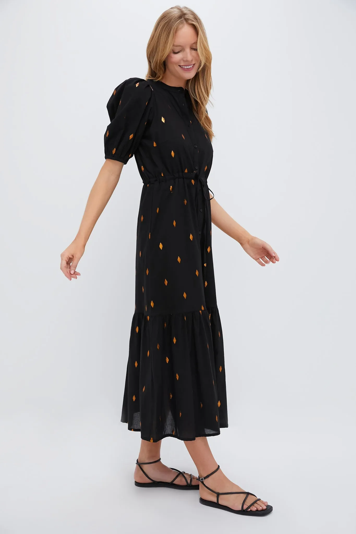 Gold Leaf Lurex Black Lucy Dress