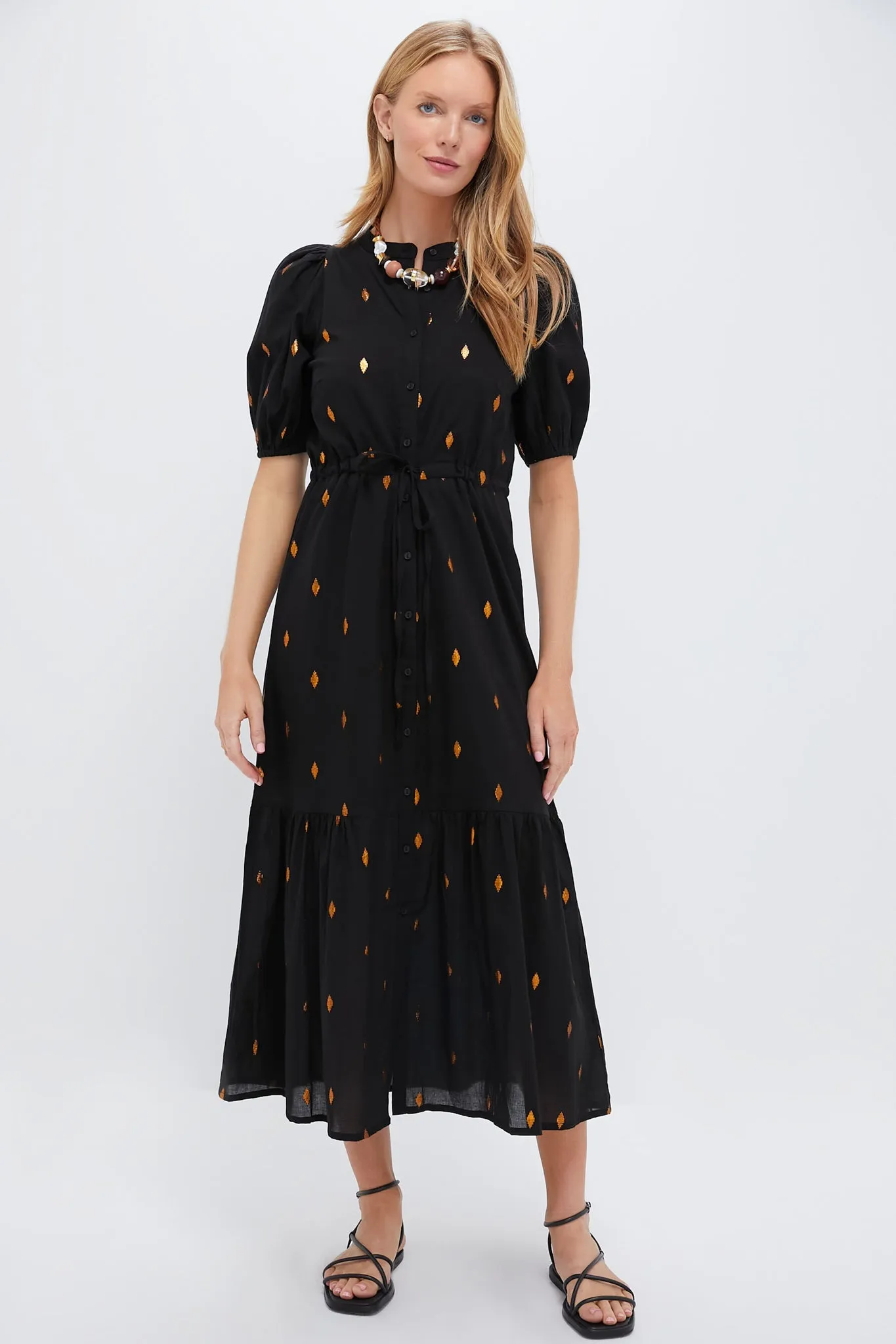 Gold Leaf Lurex Black Lucy Dress