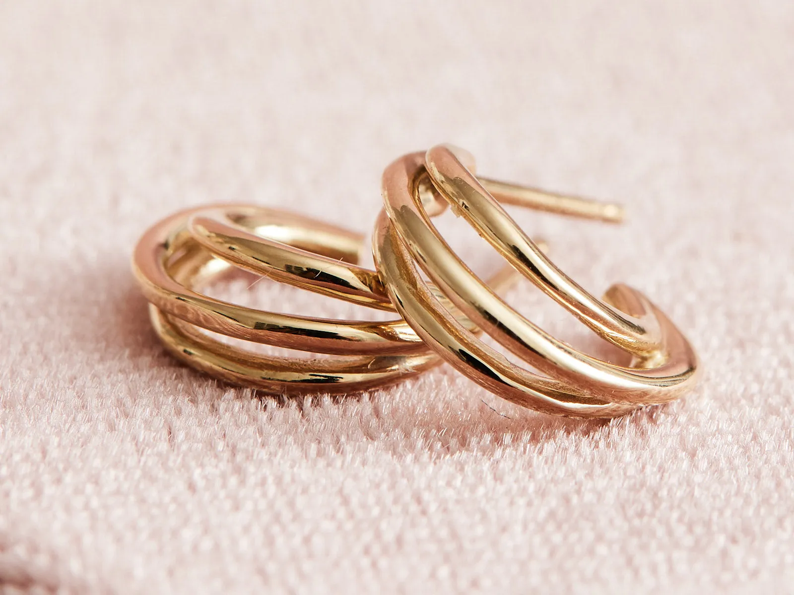 Gold Triple Layer Hoops