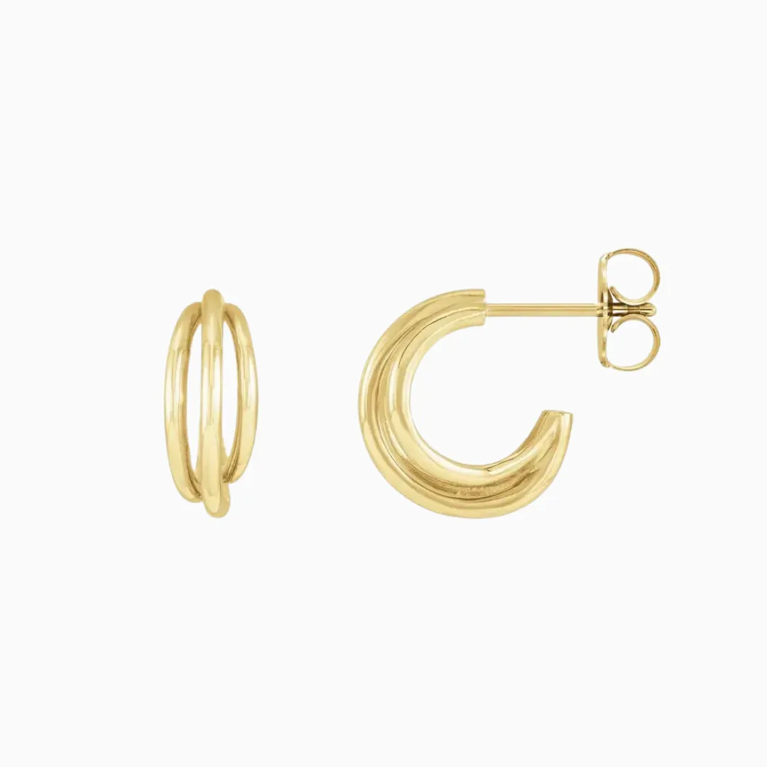 Gold Triple Layer Hoops