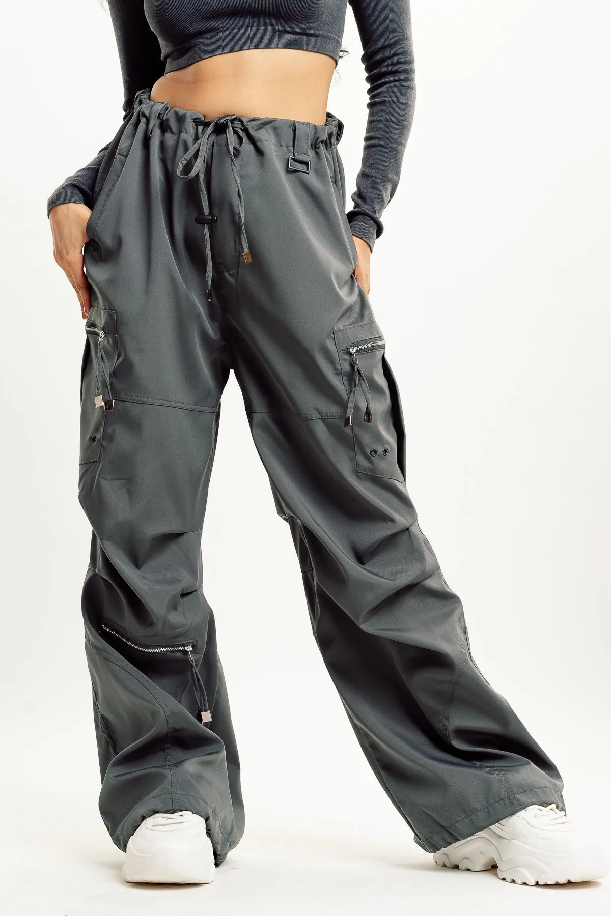 Grey Parachute Cargo Pant