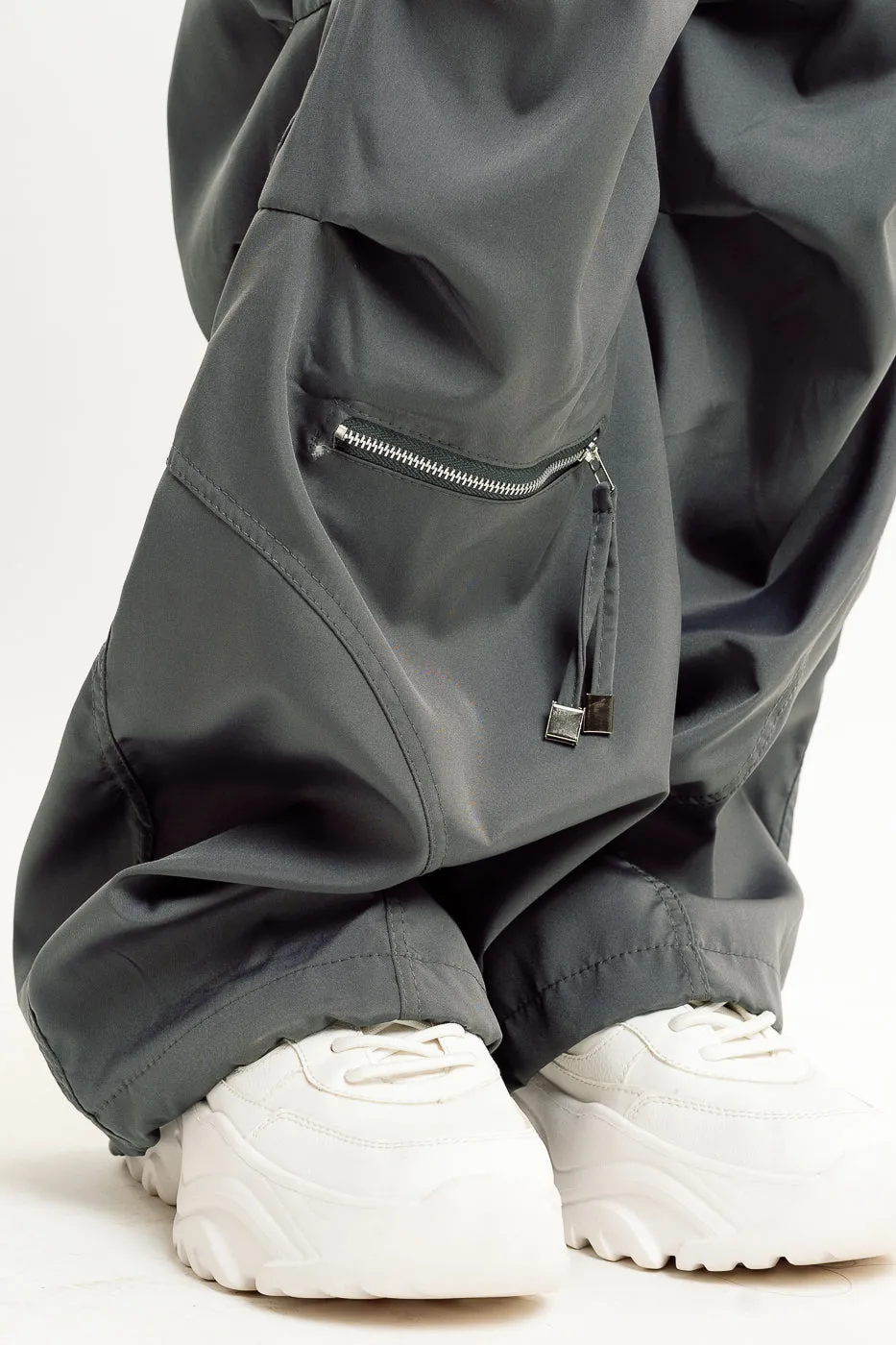 Grey Parachute Cargo Pant