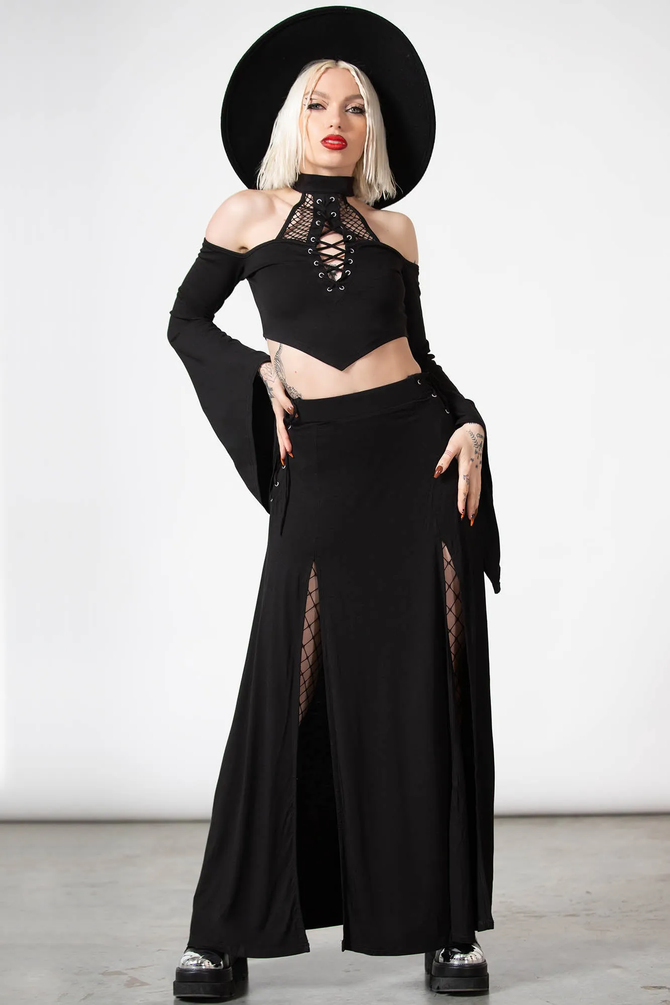 Hellverina Split Maxi Skirt