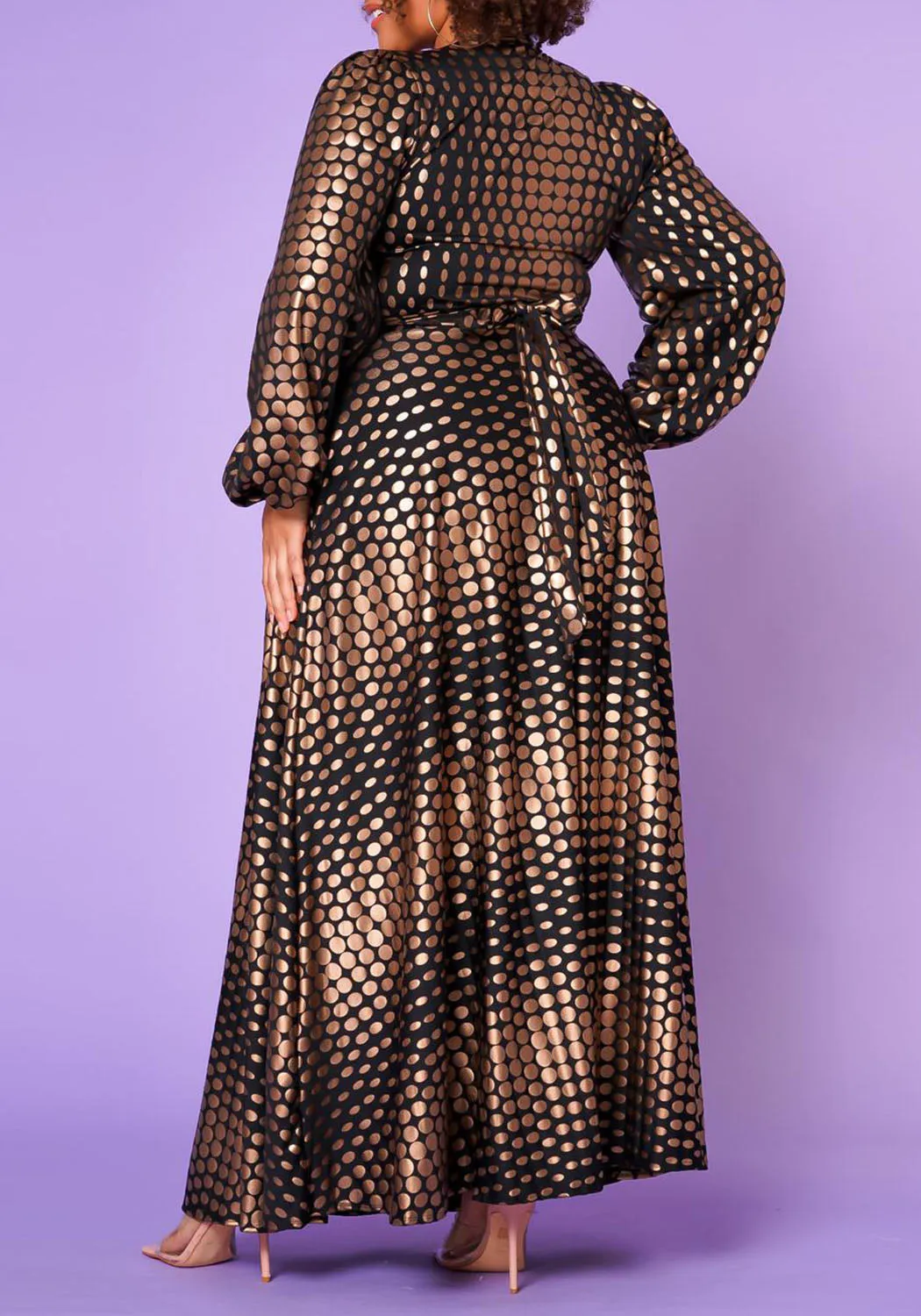 Hi Curvy Plus Size Women Golden Polka Dot Two Piece Set