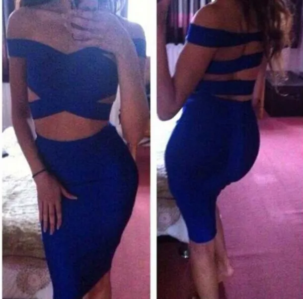 HOT SHOW BODY BLUE DRESS HIGH QUALITY