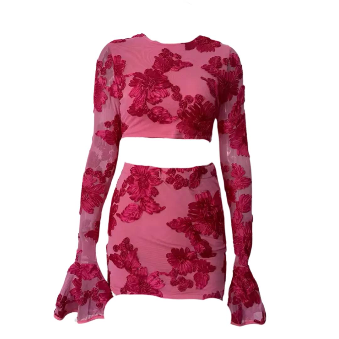 Indie Luxe Floral Mesh Sleeve Co ord