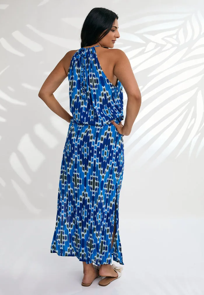 Indii Breeze Susan Halter Maxi Dress - Invade Blue