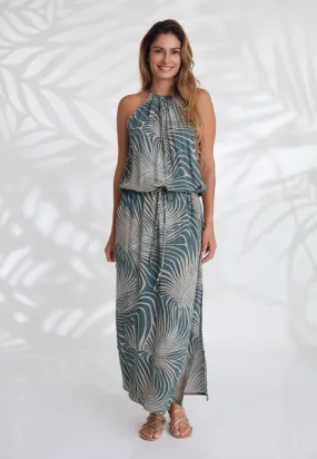 Indii Breeze Susan Halter Maxi Dress - Zazzle Green