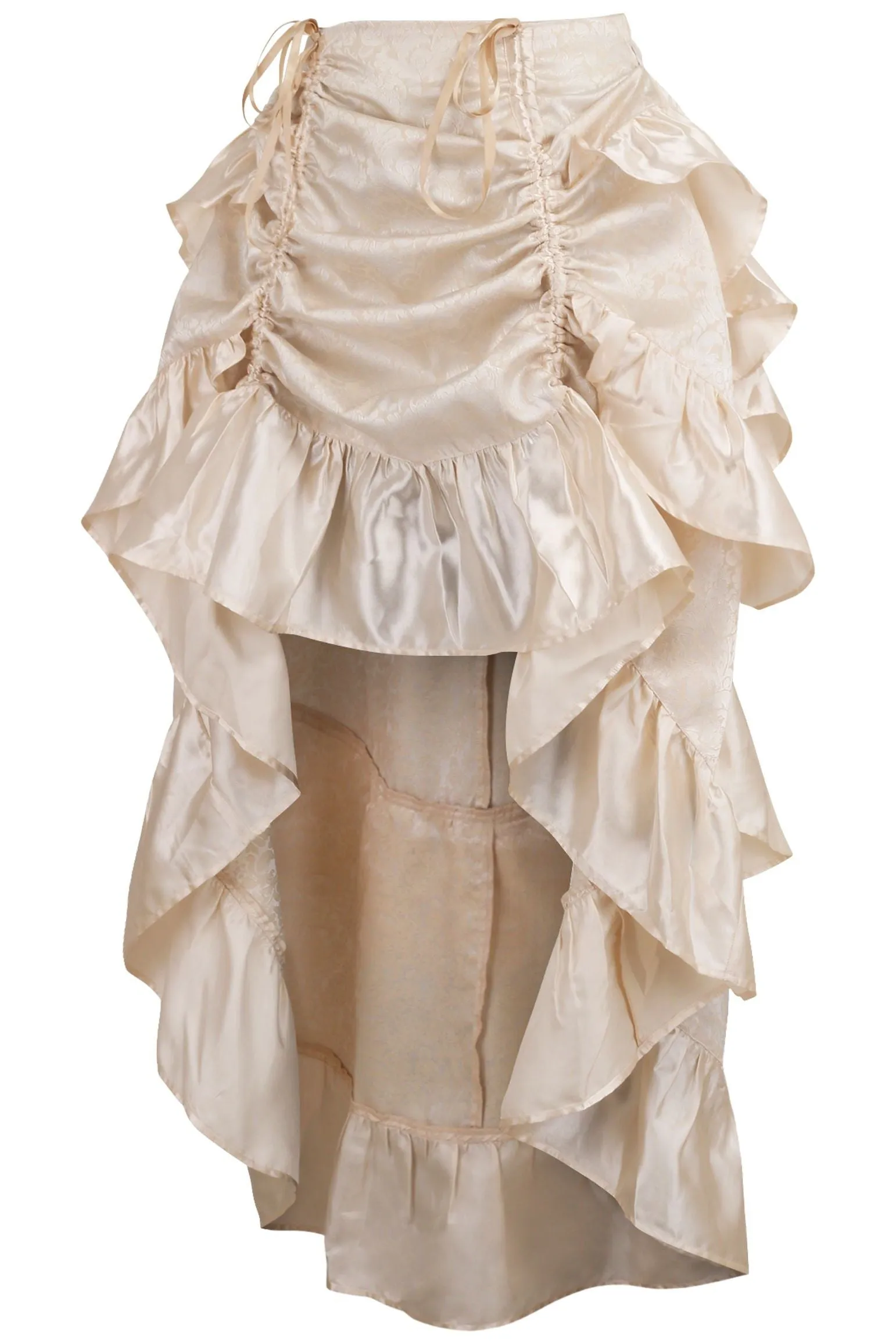 Ivory Brocade Adjustable High Low Bustle Skirt