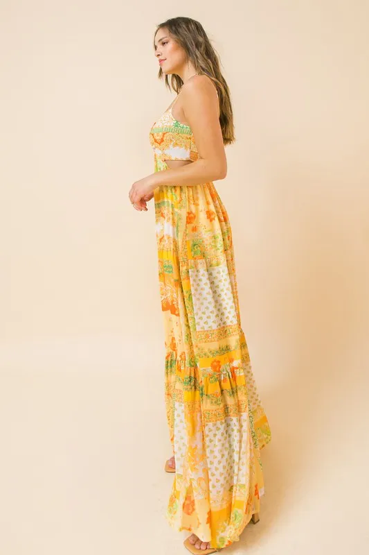 Ivory Yellow Print Maxi Dress