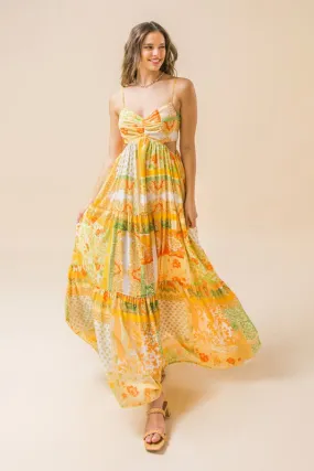 Ivory Yellow Print Maxi Dress