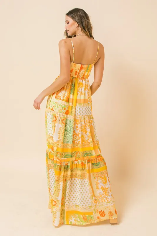 Ivory Yellow Print Maxi Dress