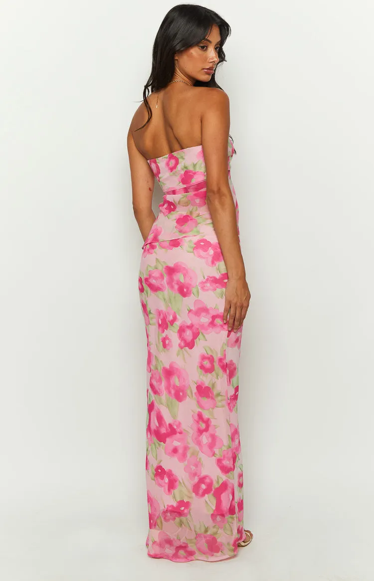 Jacqulin Pink Floral Print Maxi Skirt