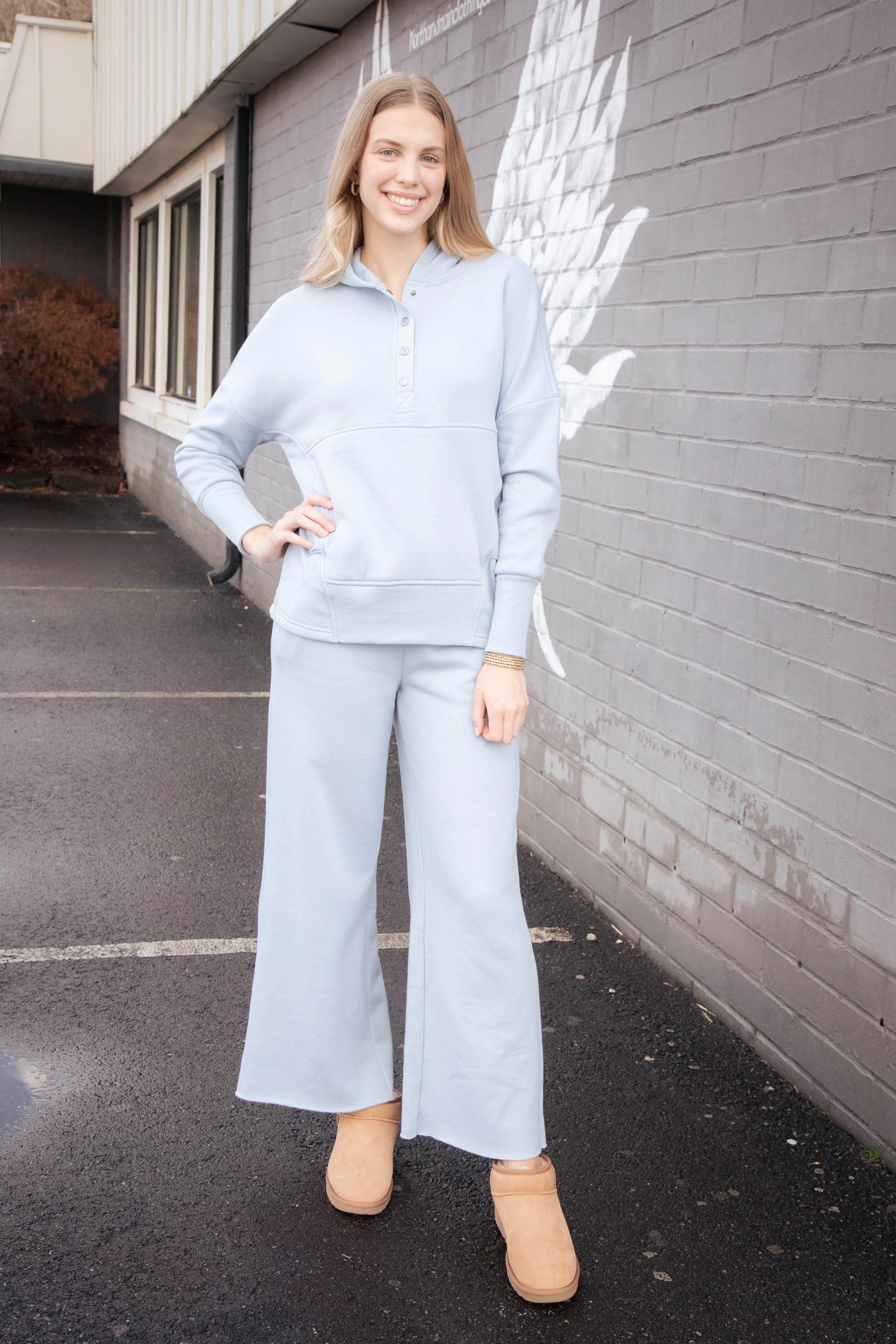 Jane Exposed Seam Sweatpants, Ash Blue