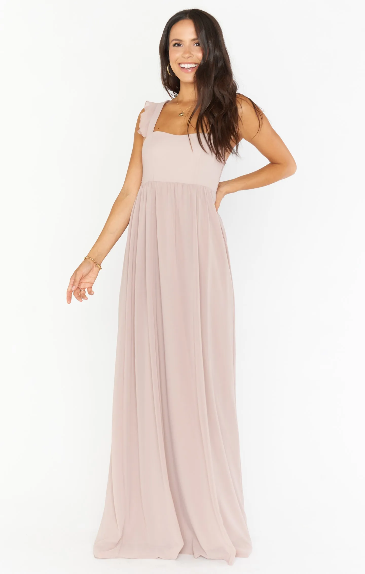 June Maxi Dress ~ Soft Beige Chiffon