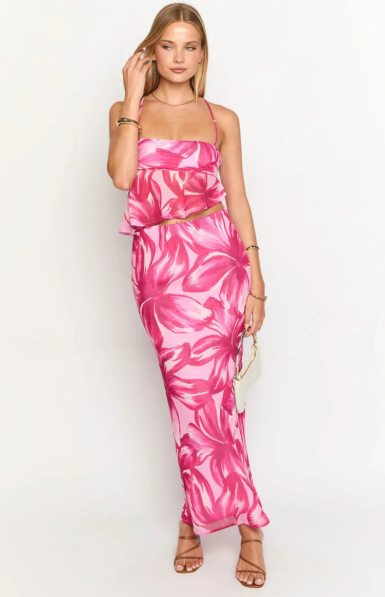 Karla Pink Floral Maxi Skirt