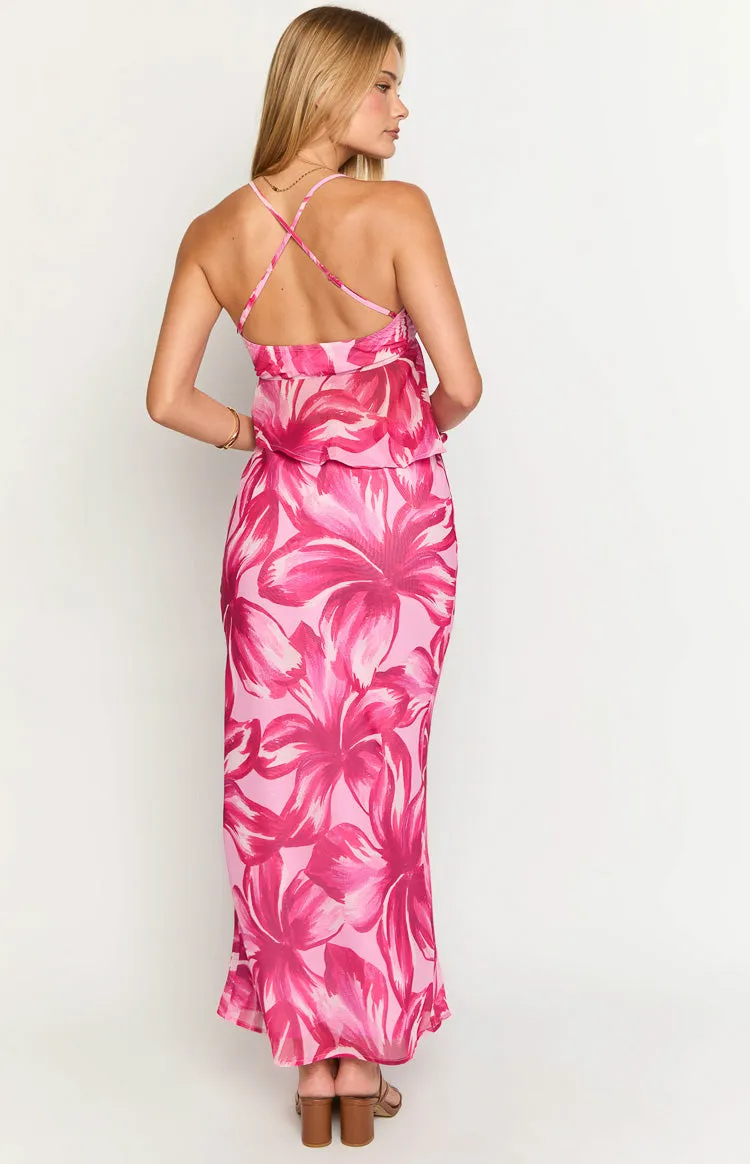 Karla Pink Floral Maxi Skirt