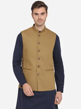 Khaki Solid Modi Jacket | JadeBlue