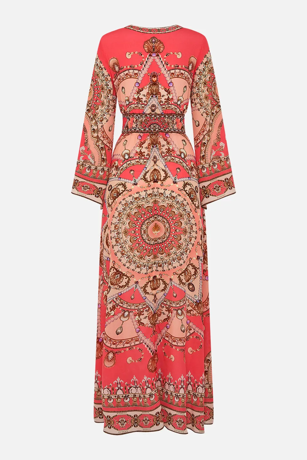 KIMONO SLEEVE DRESS WITH SHIRRING DETAIL SHELL GAMES