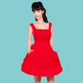 Kinny & Howie Ruby Silk Velvet Empire Swing Dress