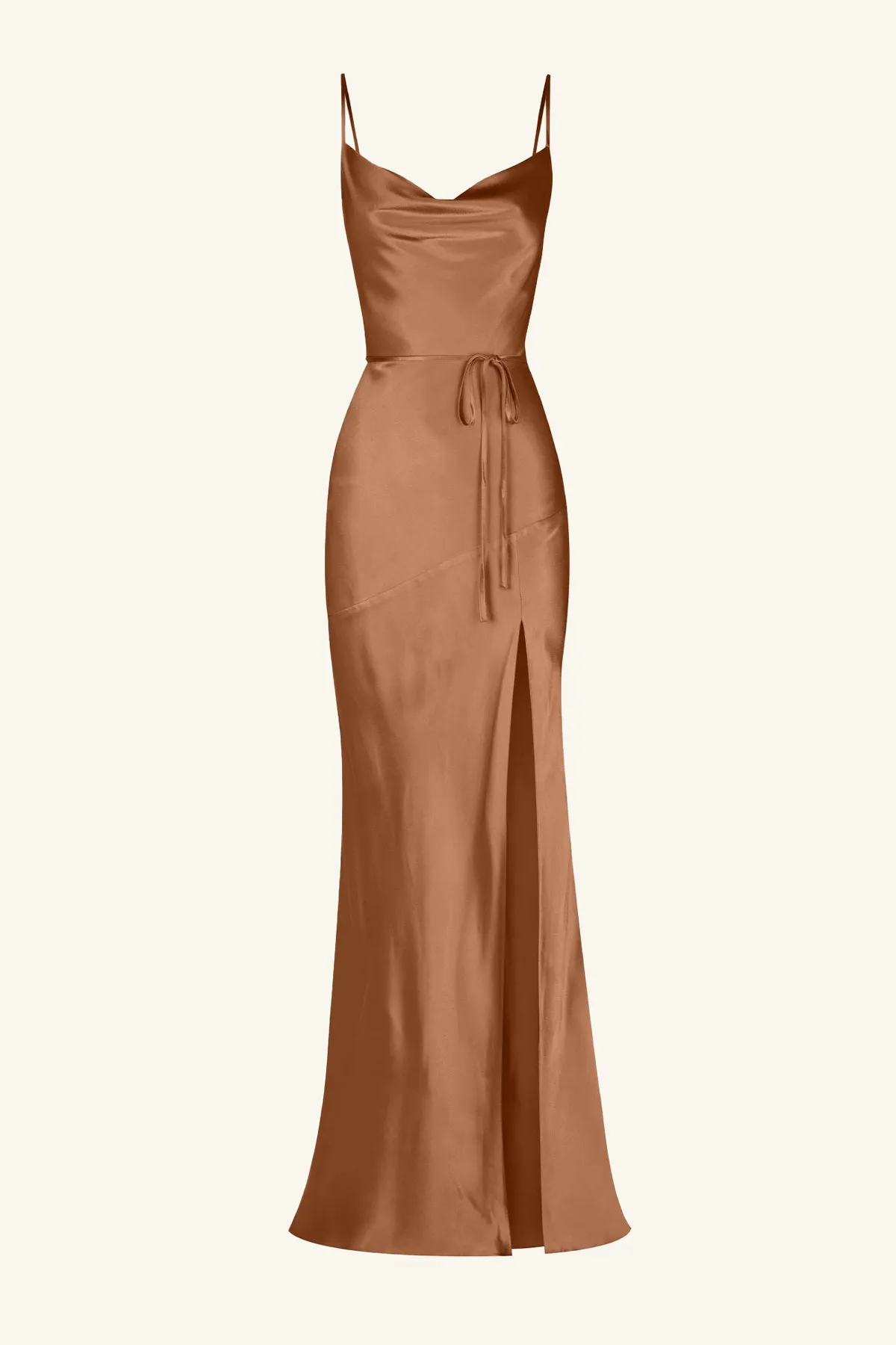 LA LUNE BIAS COWL MAXI DRESS - ALMOND