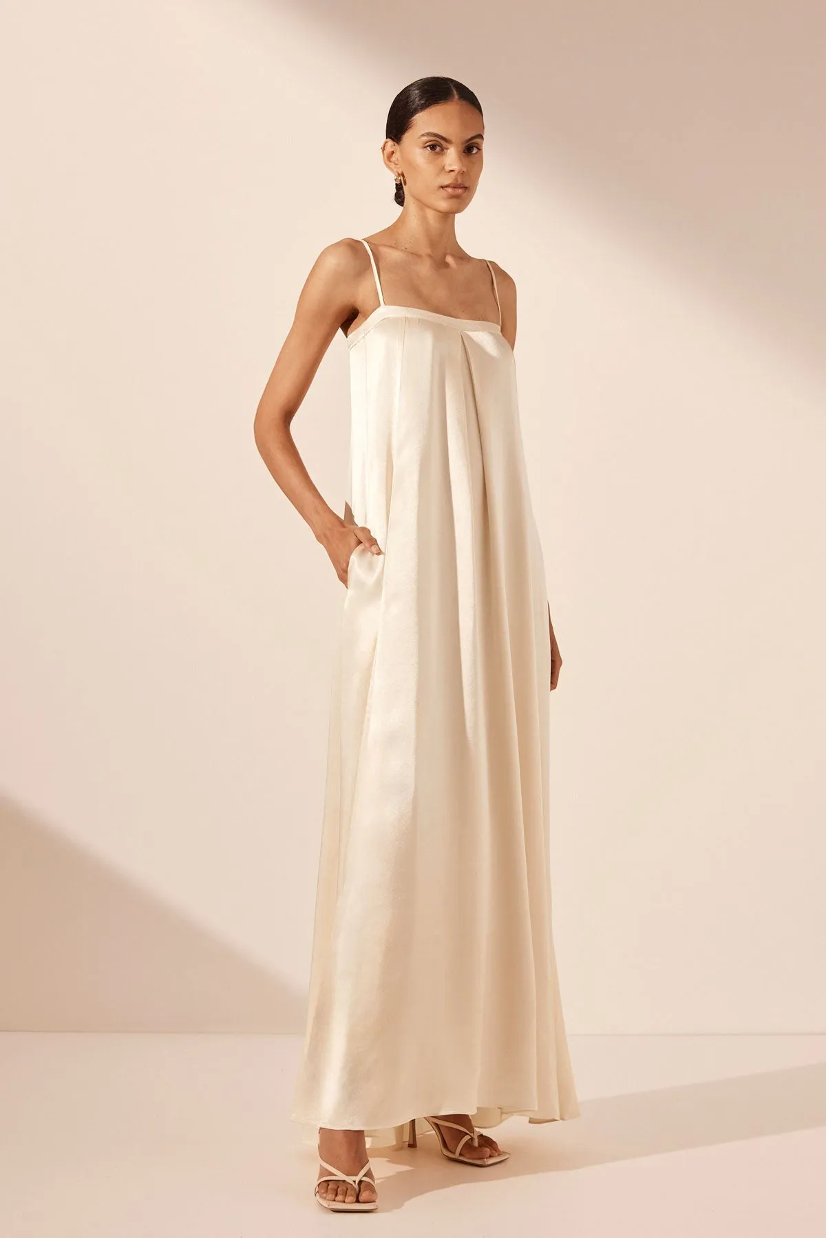 LA LUNE COLUMN MAXI DRESS - CREAM