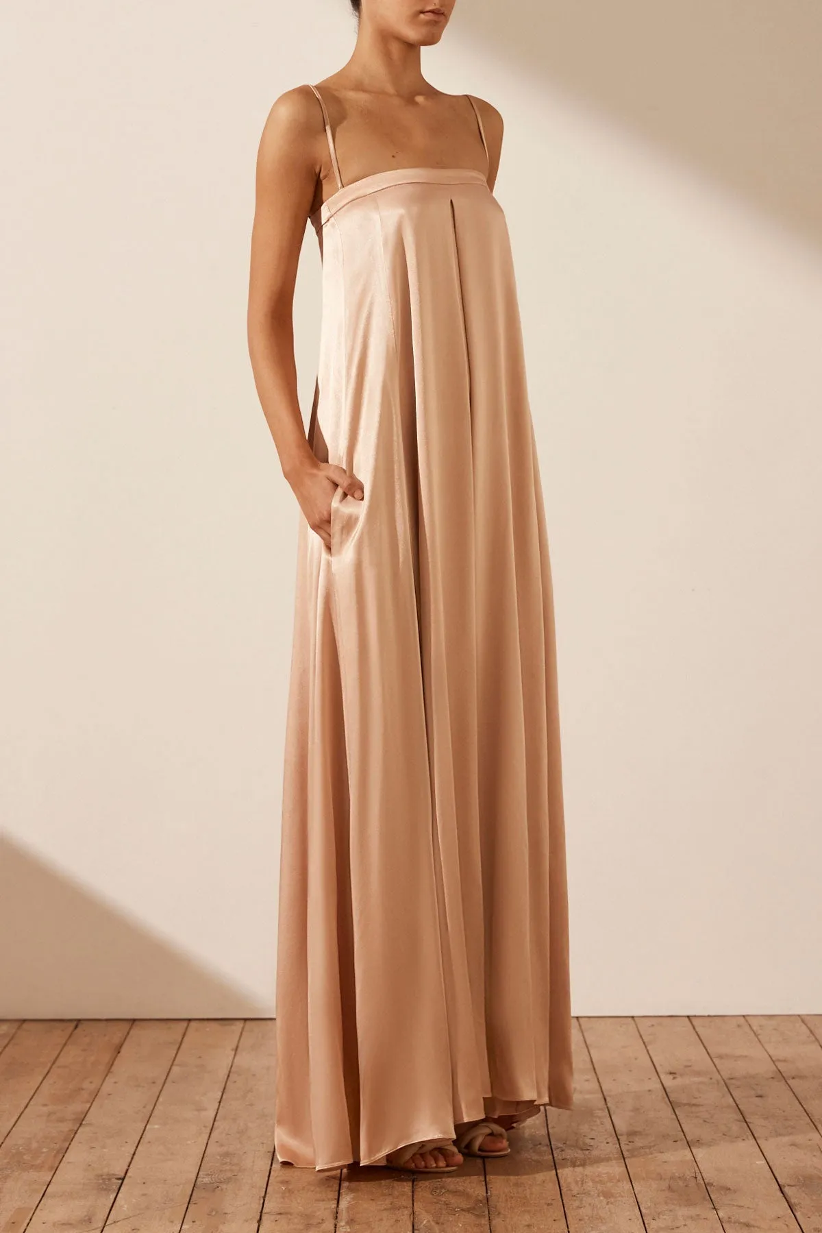 LA LUNE COLUMN MAXI DRESS - DESERT ROSE