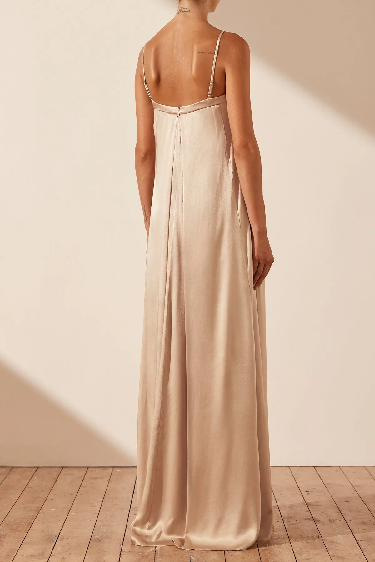 LA LUNE COLUMN MAXI DRESS - GOLD