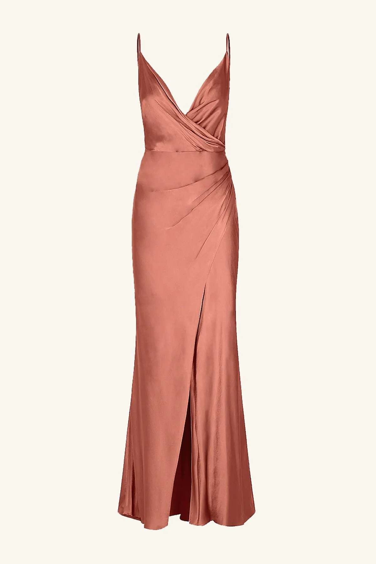 LA LUNE CROSS DRAPED MAXI DRESS - TERRACOTTA