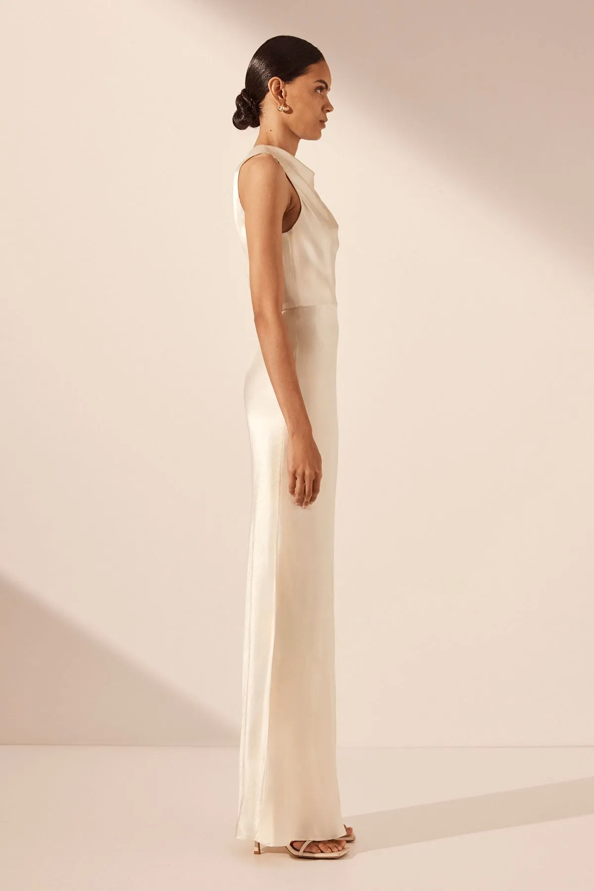 LA LUNE HIGH NECK MAXI DRESS - CREAM