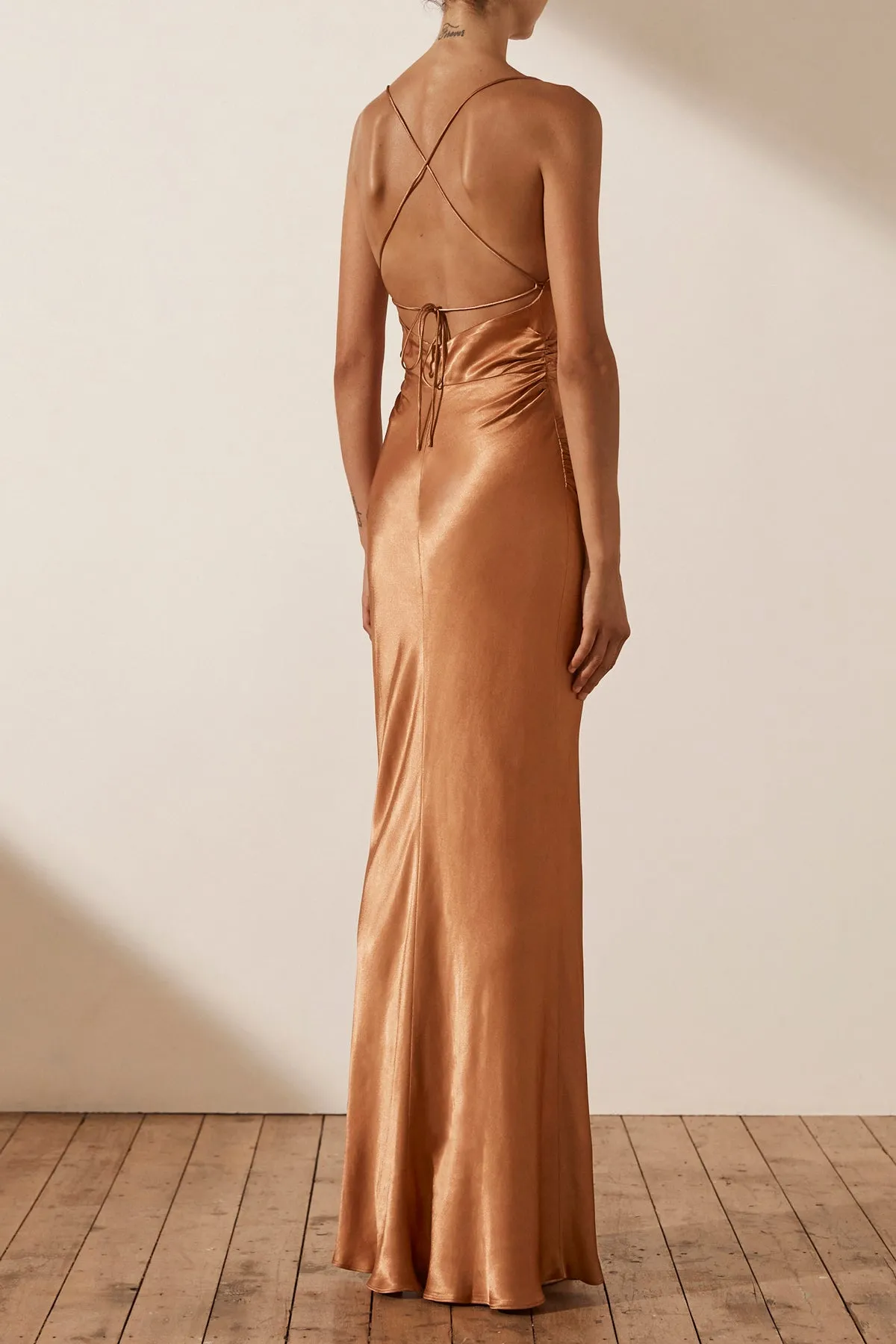 LA LUNE LACE BACK MAXI DRESS - COPPER