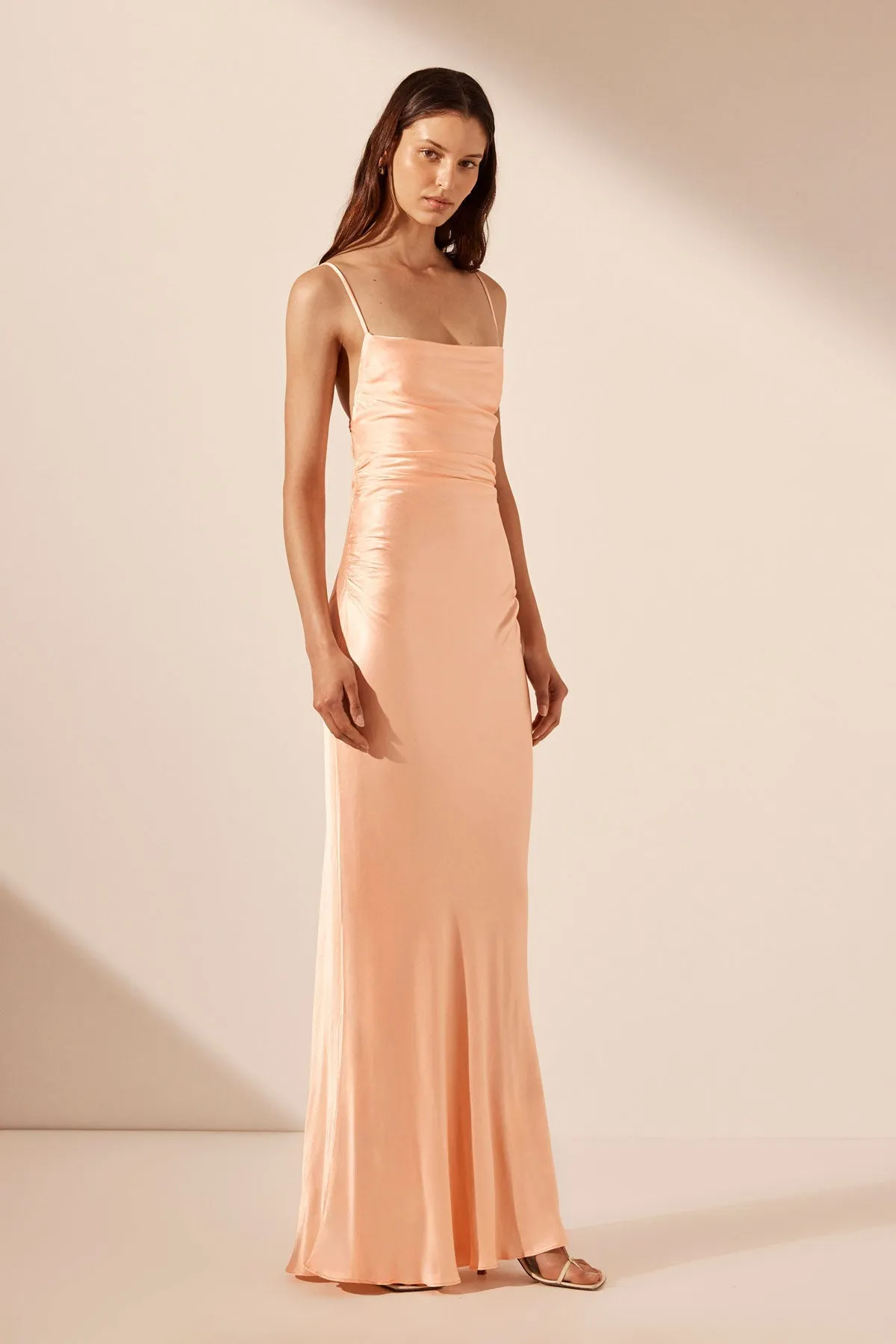 LA LUNE LACE BACK MAXI DRESS - PEACH