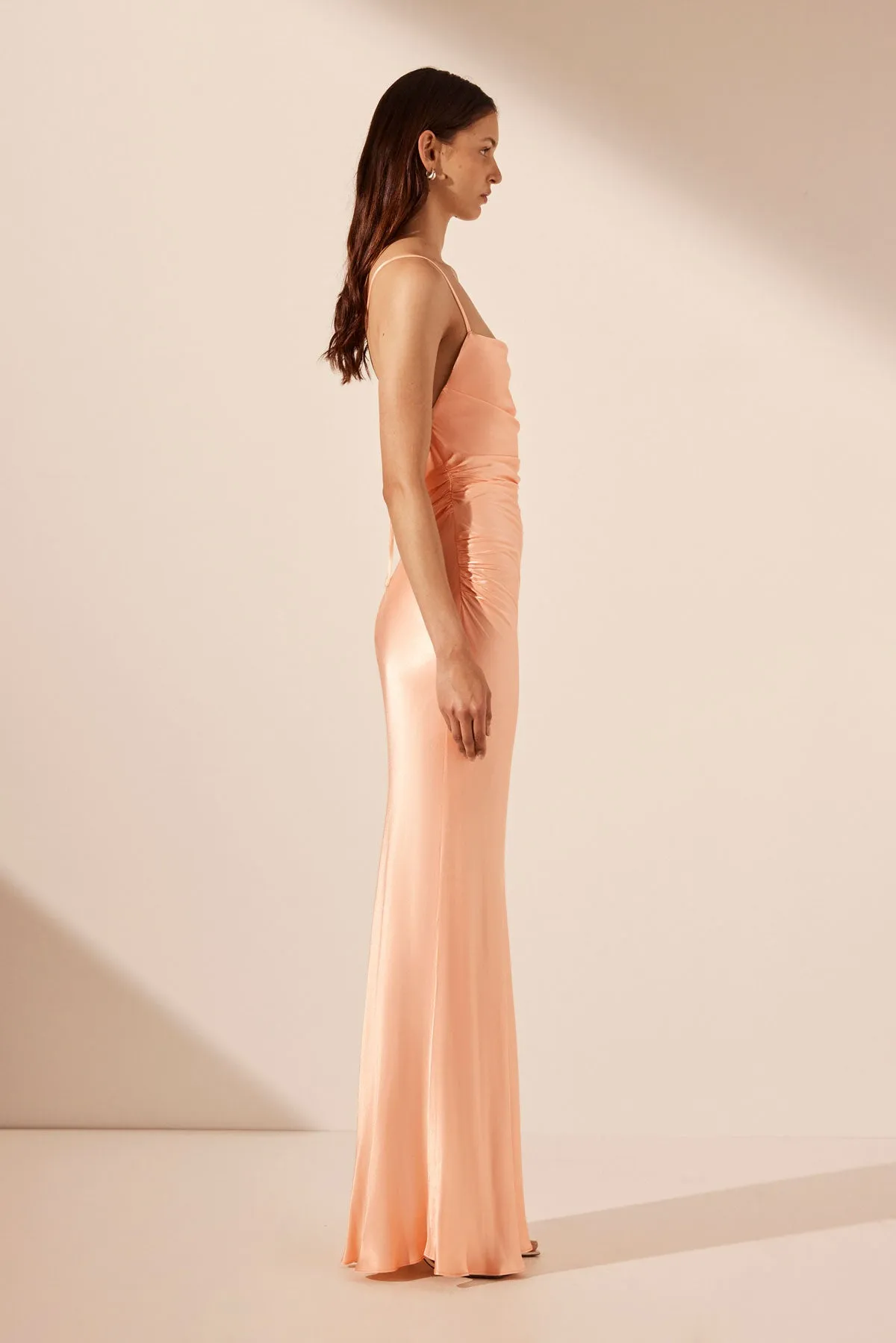 LA LUNE LACE BACK MAXI DRESS - PEACH