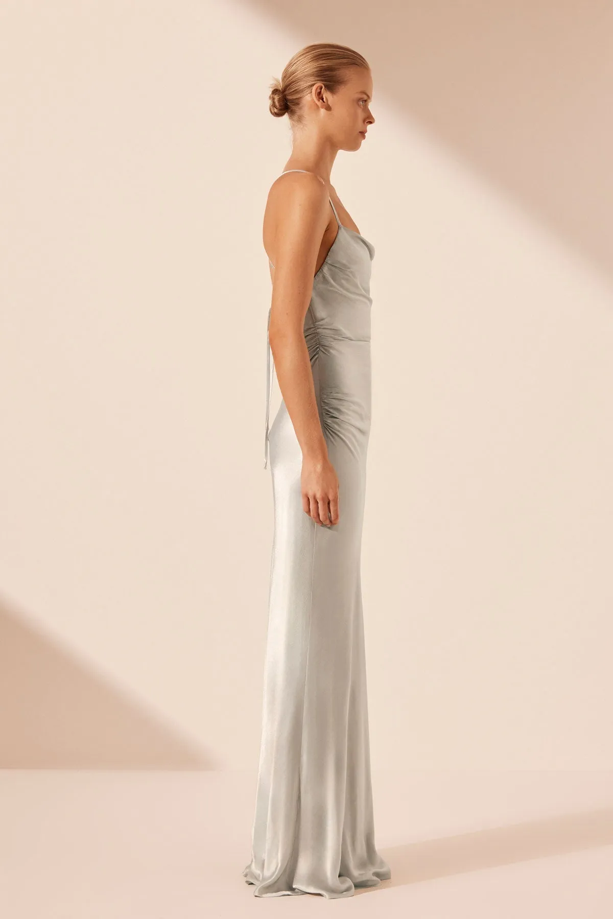 LA LUNE LACE BACK MAXI DRESS - SILVER