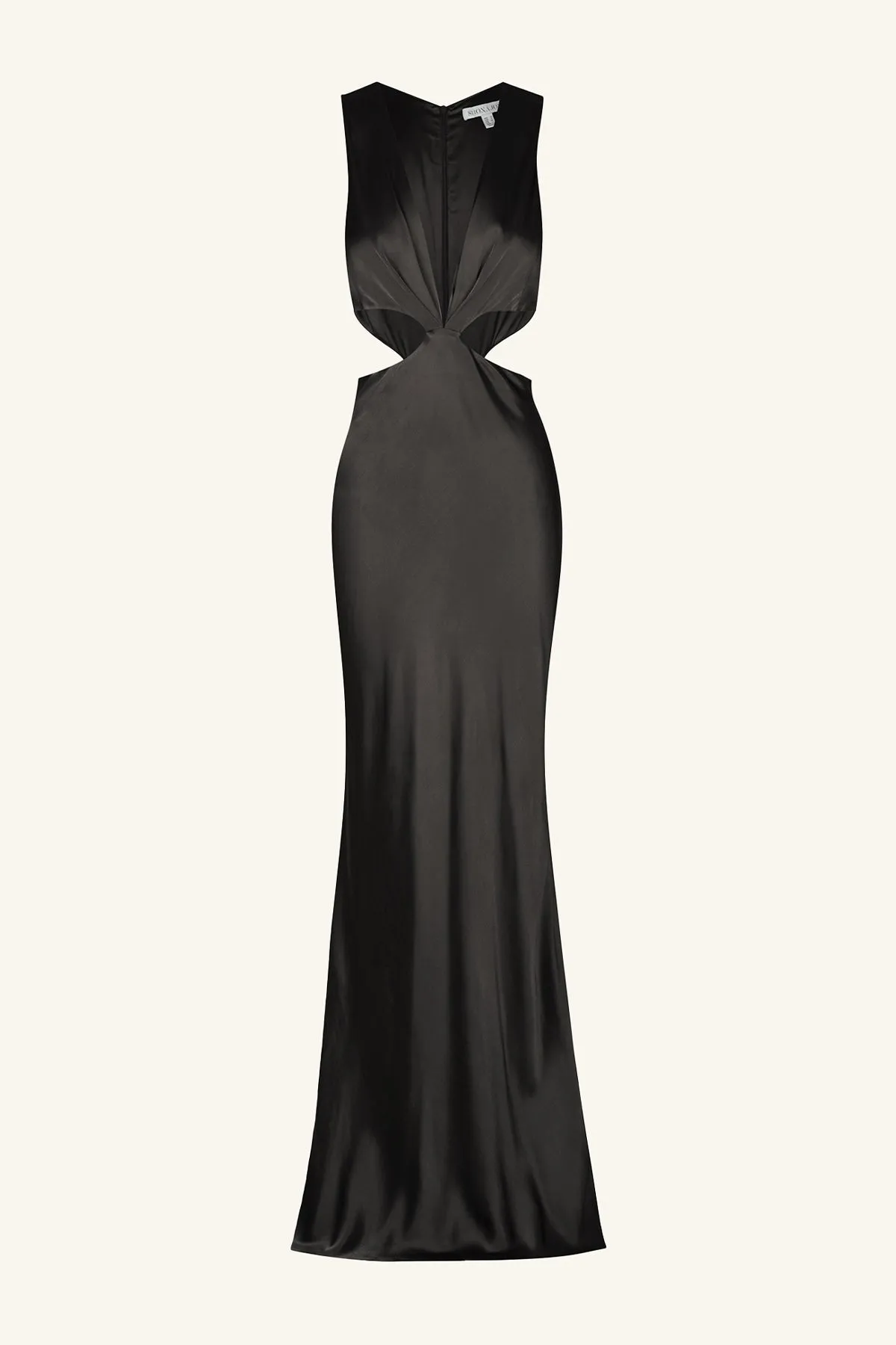 LA LUNE PLUNGED CUT OUT MAXI DRESS - BLACK