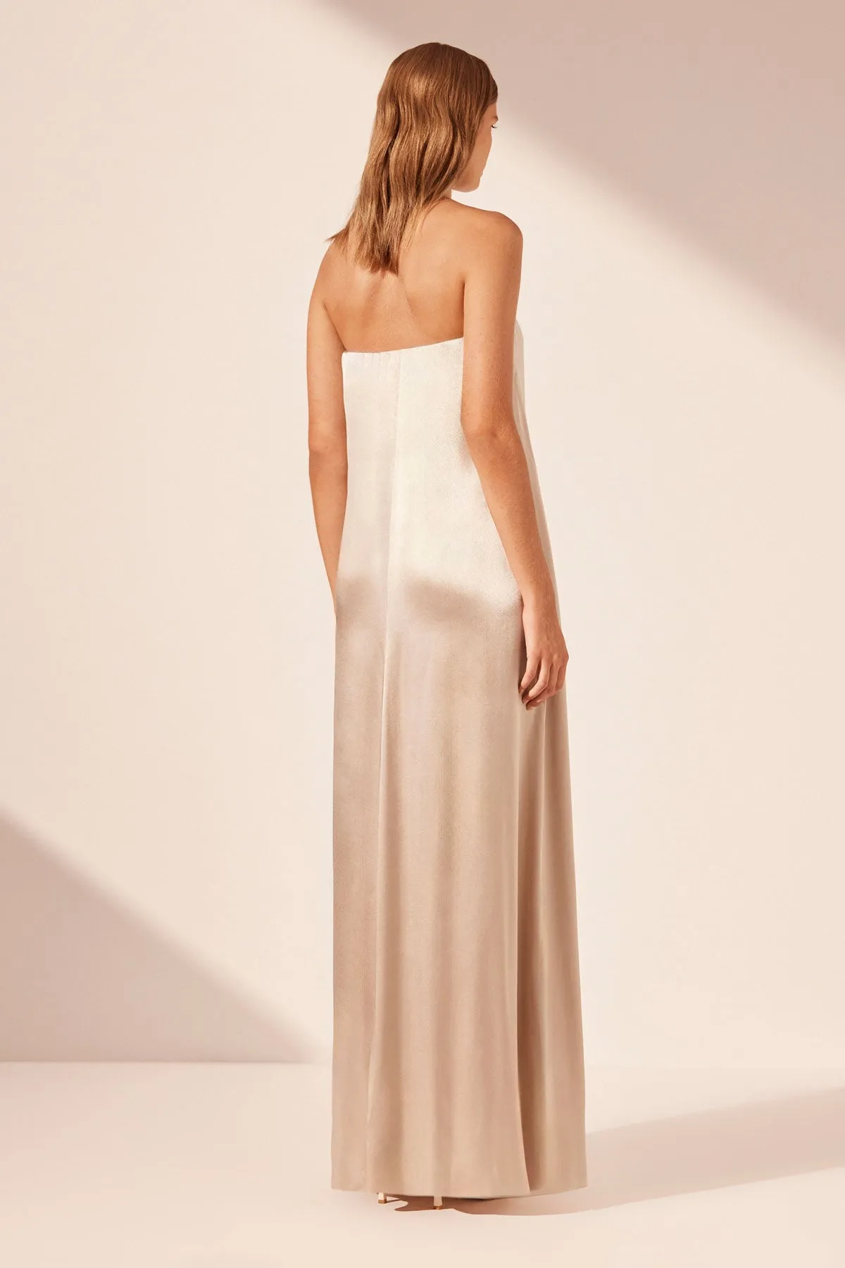 LA LUNE STRAPLESS COLUMN MAXI DRESS - GOLD