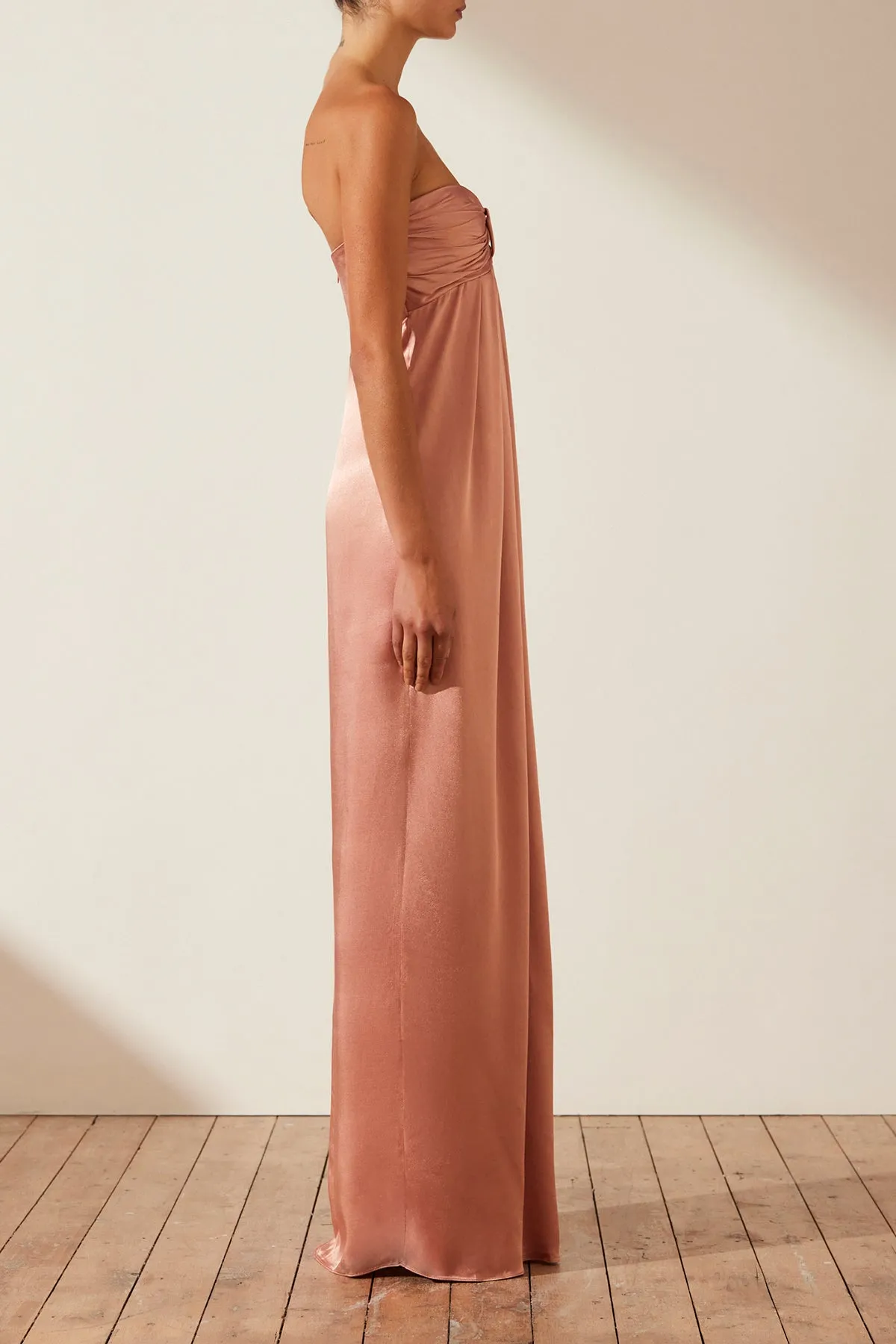 LA LUNE STRAPLESS KNOT MAXI DRESS - ANTIQUE ROSE