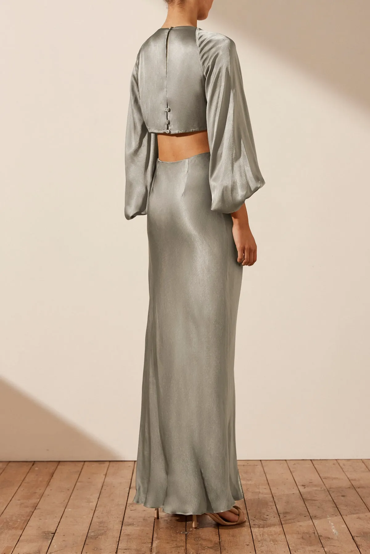 LA LUNE TWIST FRONT CUT OUT MAXI DRESS - SAGE