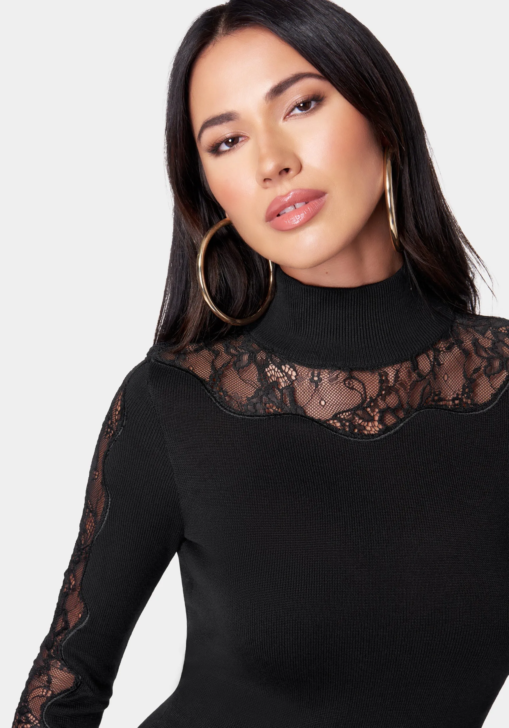 Lace Inset Sweater Dress