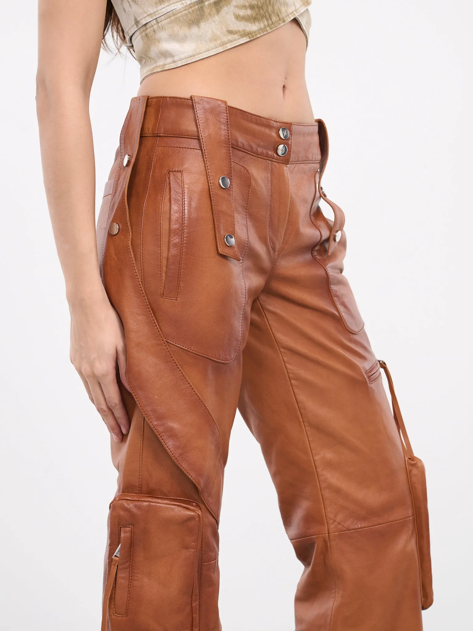 Leather Cargo Pants (2L047A-N0557-CAMOSCIO)