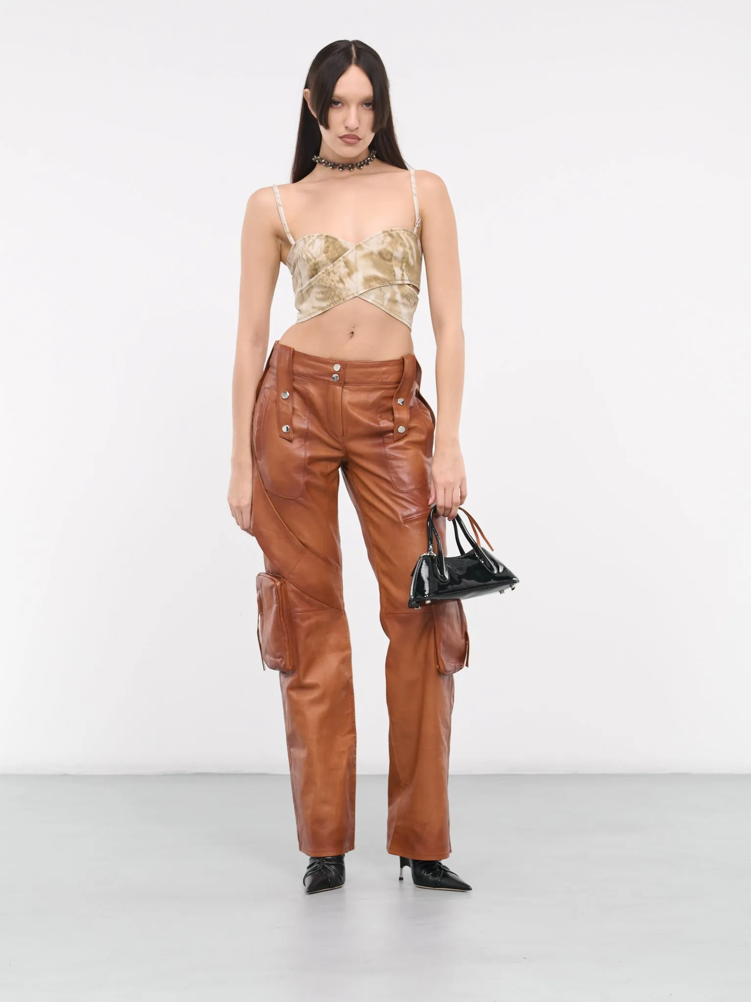 Leather Cargo Pants (2L047A-N0557-CAMOSCIO)