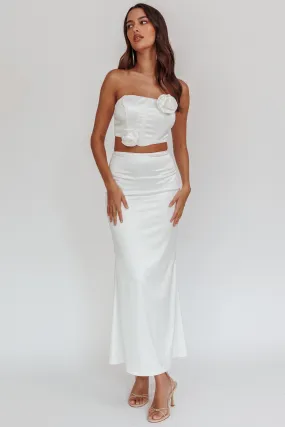 Like A Dove Satin Maxi Skirt Oyster