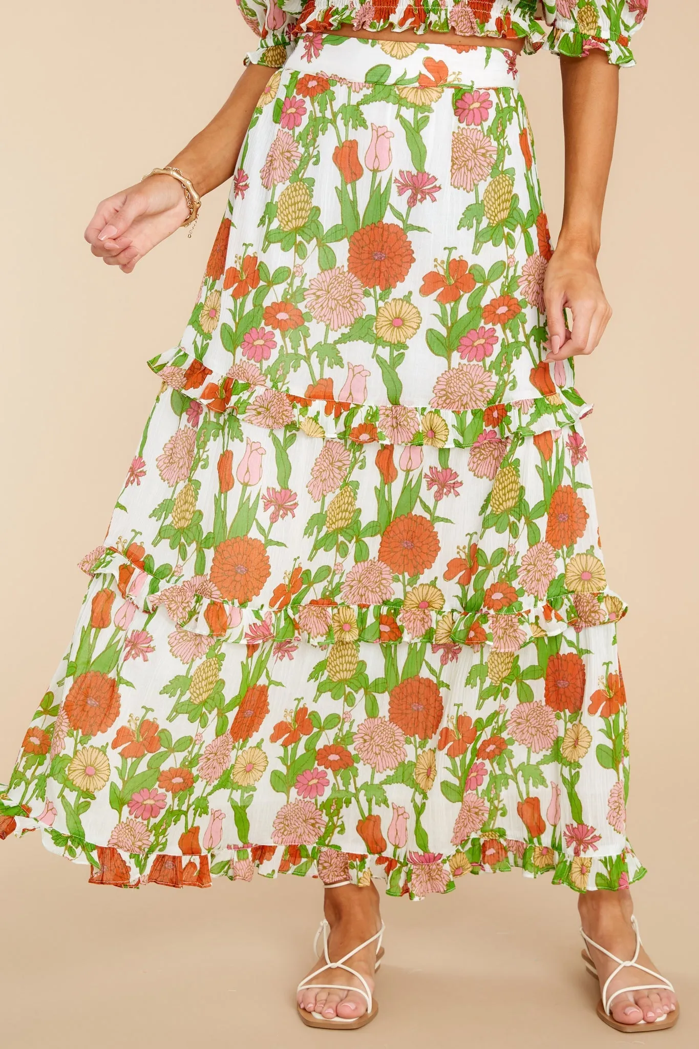 Lindsay Mini Mod Floral Melon Skirt