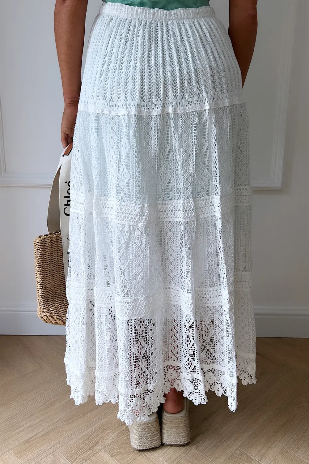 Lisa White Lace Maxi Skirt